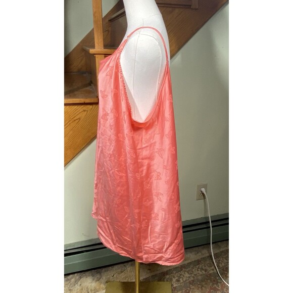Joyspun Women's Plus Sz 3X Coral Satin Chemise Butterfly Print Adjustable Straps - Picture 3 of 8